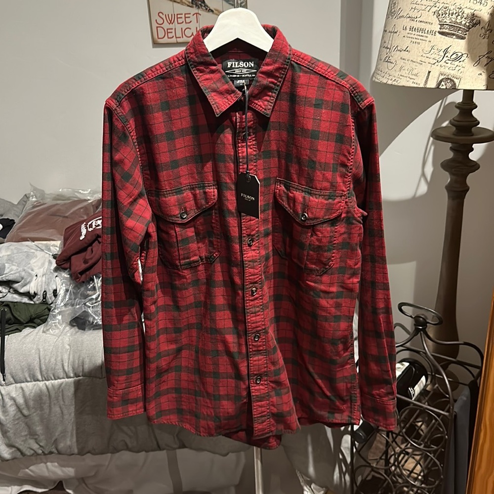 Filson Lightweight Alaskan Guide Shirt (Oxblood/Blk)